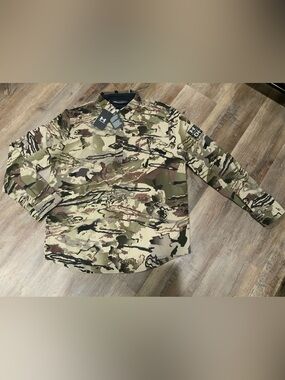 Under Armour Backwoods CH1 Henley Shirt UA Barren Camo/Blk 1356287-999 Men Sz L